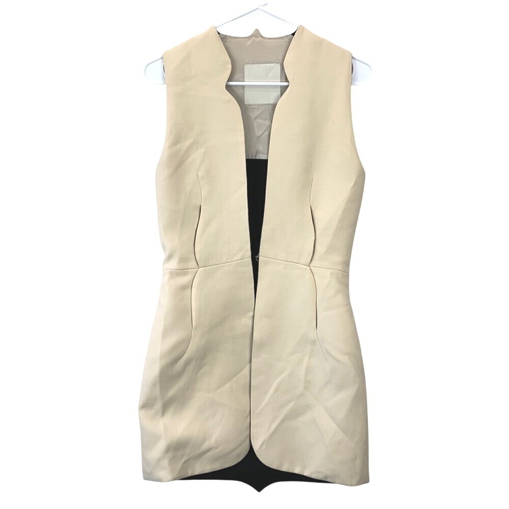 Marco De Vincenzo Tailored Longline Vest Womens 6 Cream Wool Italy Waistcoat